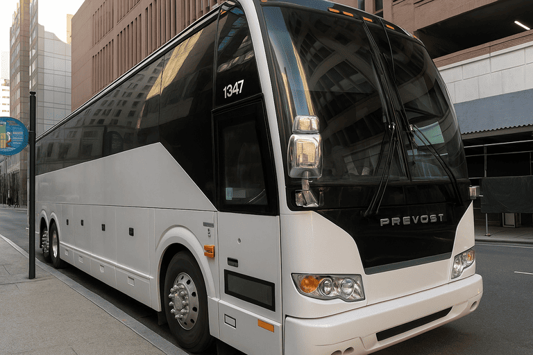 a Charter Bus Rental Greenwood coach bus