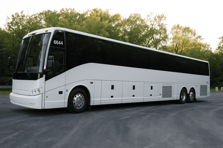 exterior of Charter Bus Rental Greenwood coach bus
