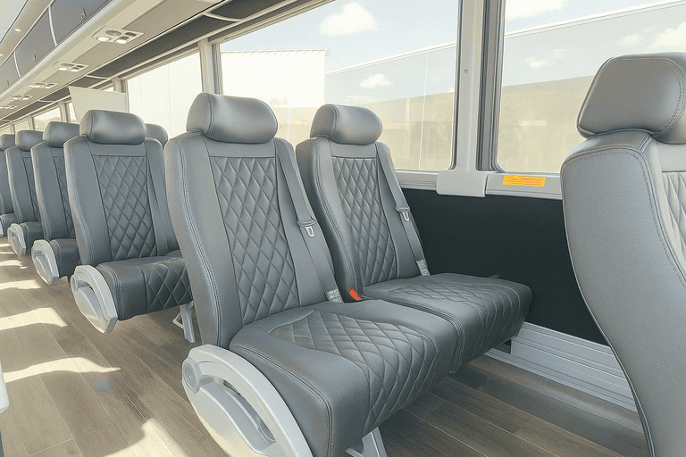 interior of Charter Bus Rental Greenwood charter bus